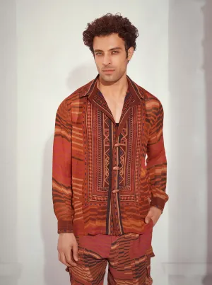 Tangerine byzantine print shirt
