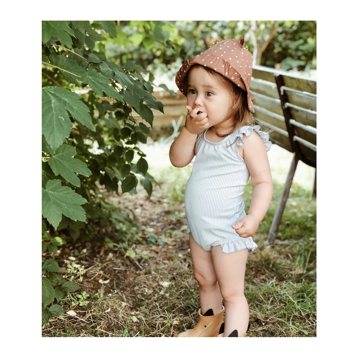 Tanna Swimsuit - Y/D stripe: Sea blue/white