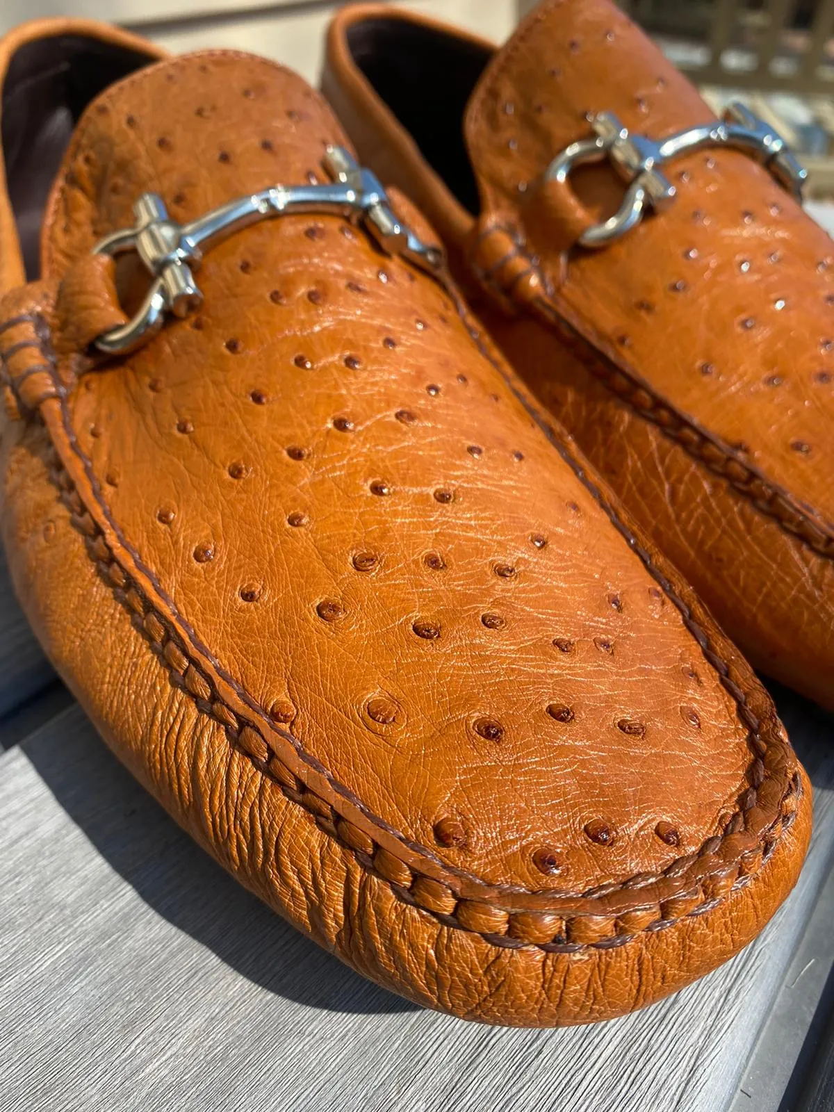 The Road Runner Ostrich Driving Shoes