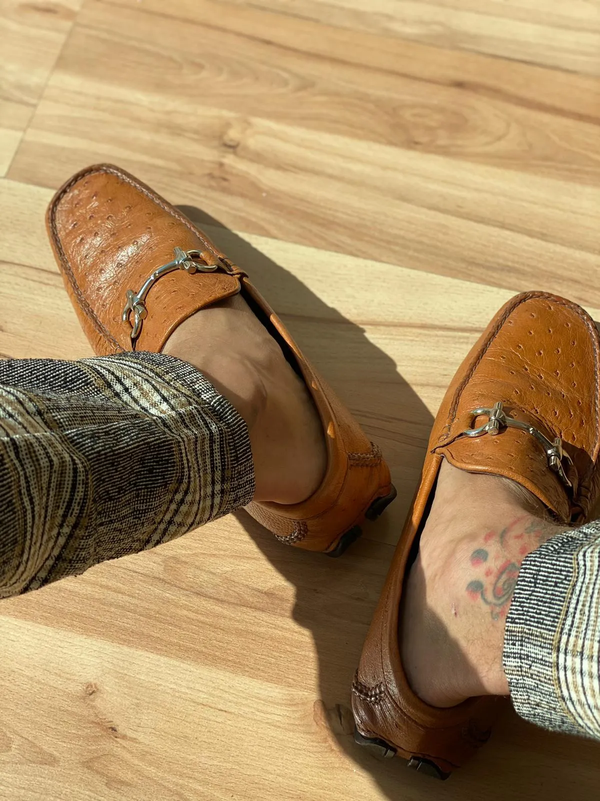 The Road Runner Ostrich Driving Shoes