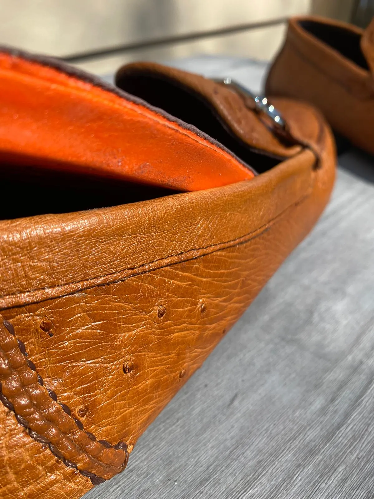 The Road Runner Ostrich Driving Shoes