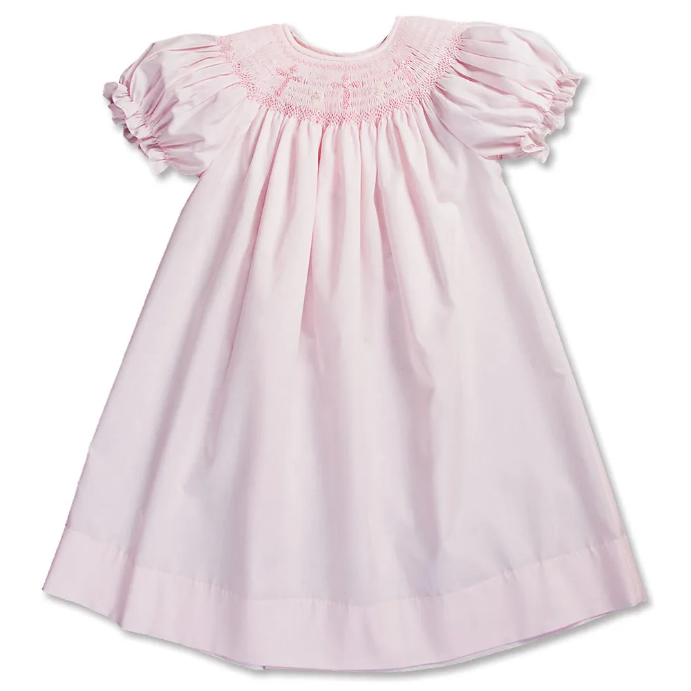 Three Crosses Light Pink Smocked Bishop