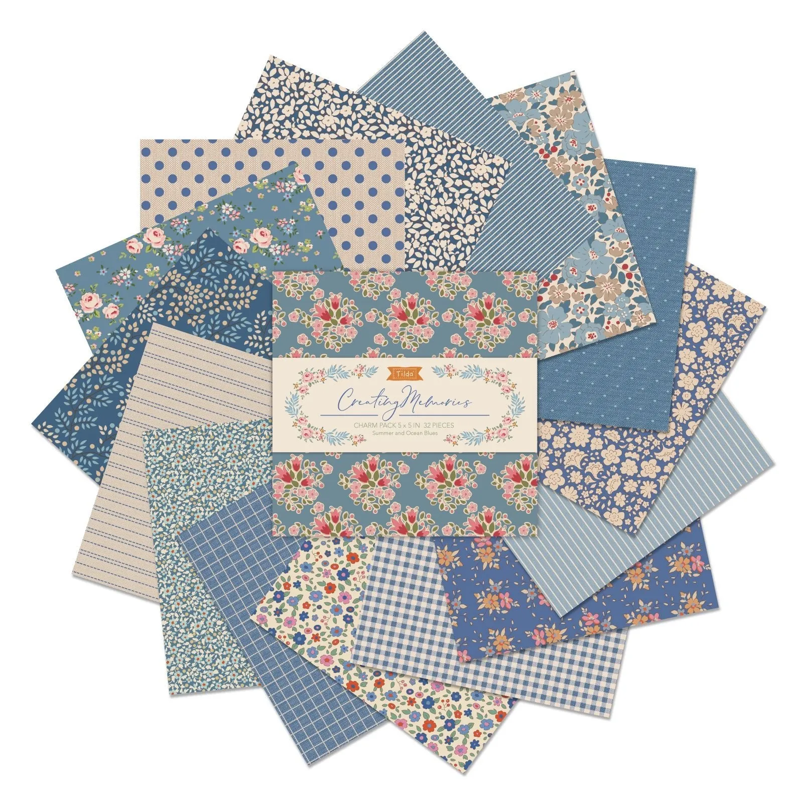 Tilda Creating Memories Fabric | 5'' Charm Pack | Summer (32)