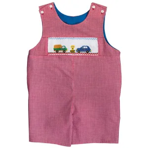 Time to Stop Smocked Red Gingham Reversible Romper