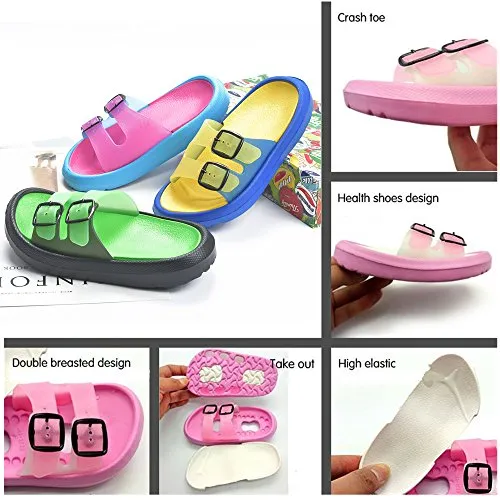 Toddler Boy Girl Sandals Non-Slip Lightweight Shower Pool Summer Slippers（Rose Red）