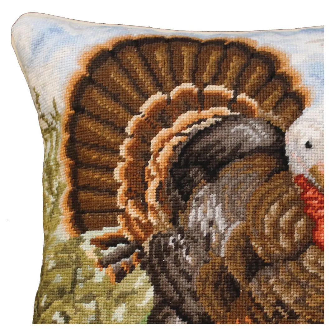 Tom the Turkey Needlepoint Pillow