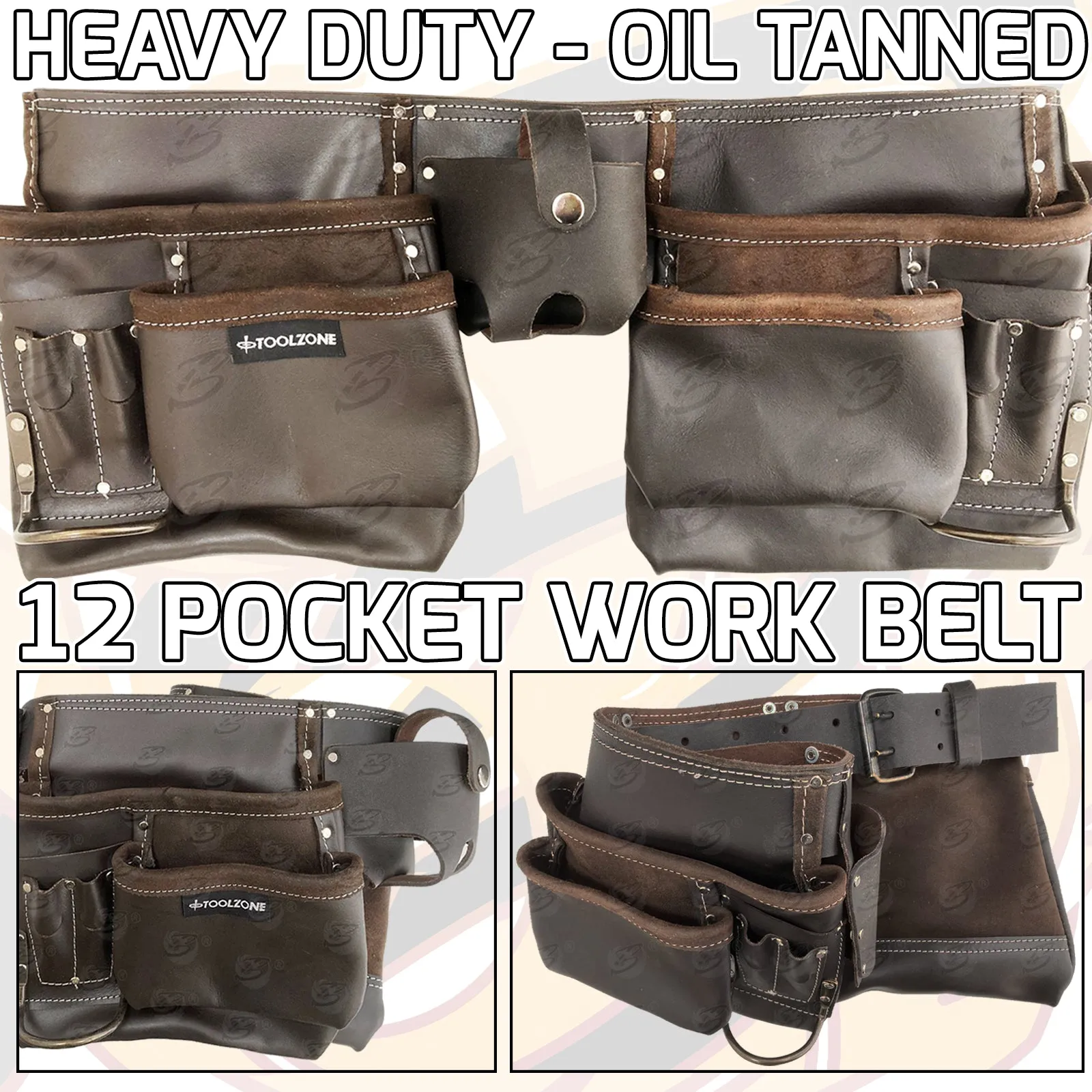 TOOLZONE  DOUBLE LEATHER WORK BELT