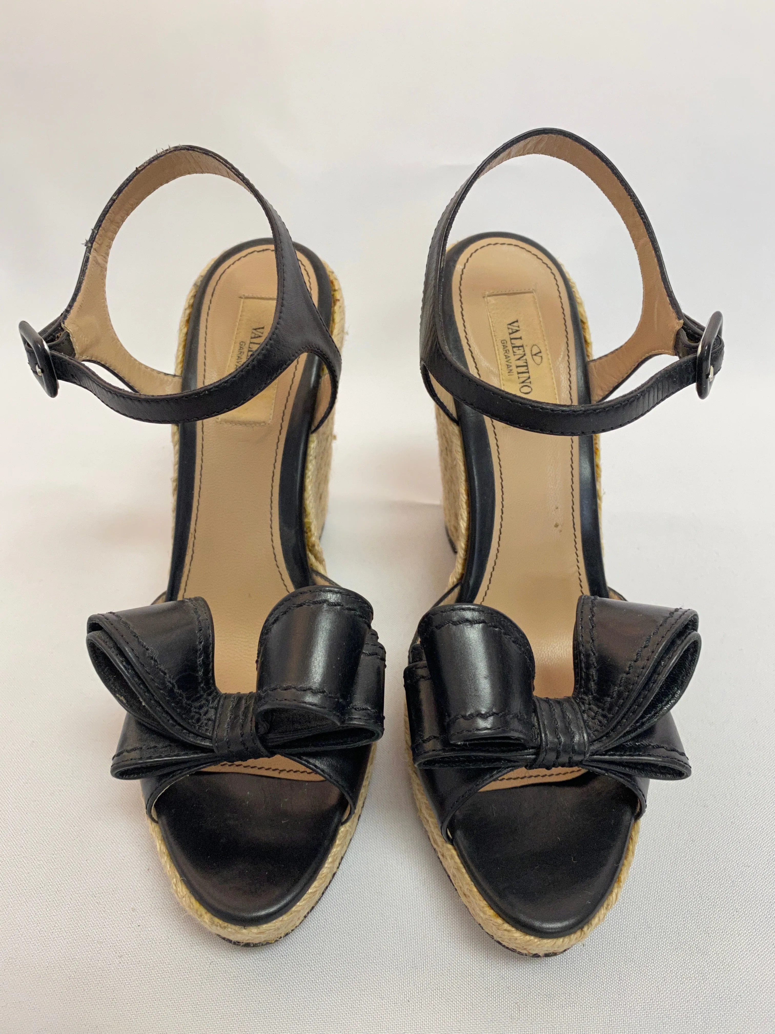 Valentino Bow Accented Wedge Espadrilles