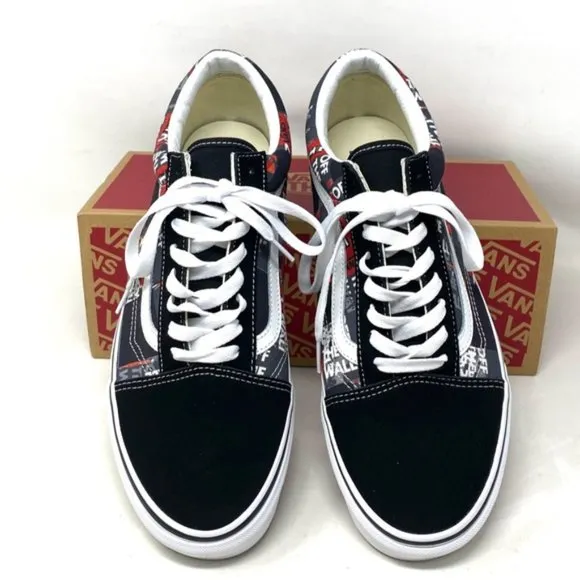 VANS Old Skool Shoe Casual Low Top Canvas Suede Red Black Men's Size VN0A4U3BWZ4