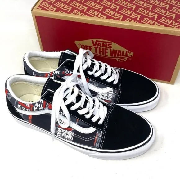 VANS Old Skool Shoe Casual Low Top Canvas Suede Red Black Men's Size VN0A4U3BWZ4