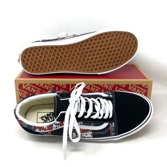 VANS Old Skool Shoe Casual Low Top Canvas Suede Red Black Men's Size VN0A4U3BWZ4