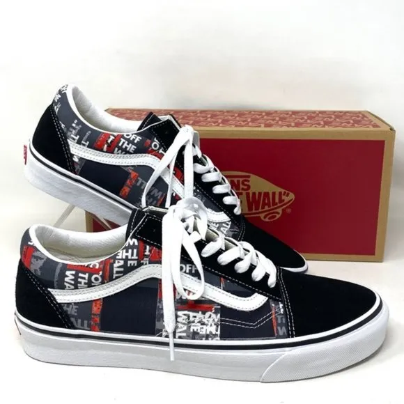 VANS Old Skool Shoe Casual Low Top Canvas Suede Red Black Men's Size VN0A4U3BWZ4