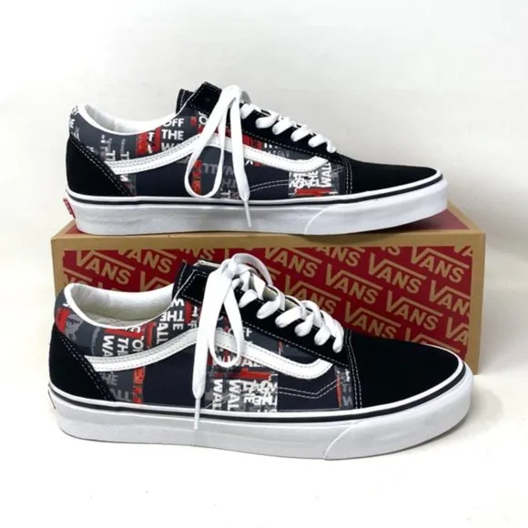 VANS Old Skool Shoe Casual Low Top Canvas Suede Red Black Men's Size VN0A4U3BWZ4