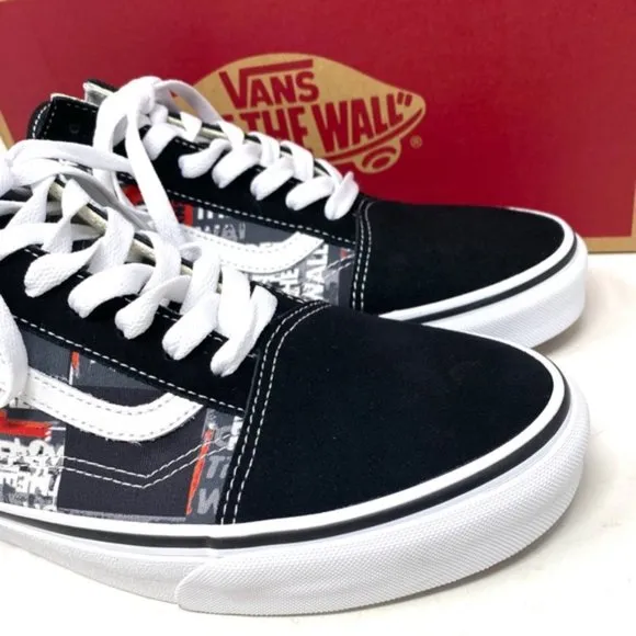 VANS Old Skool Shoe Casual Low Top Canvas Suede Red Black Men's Size VN0A4U3BWZ4