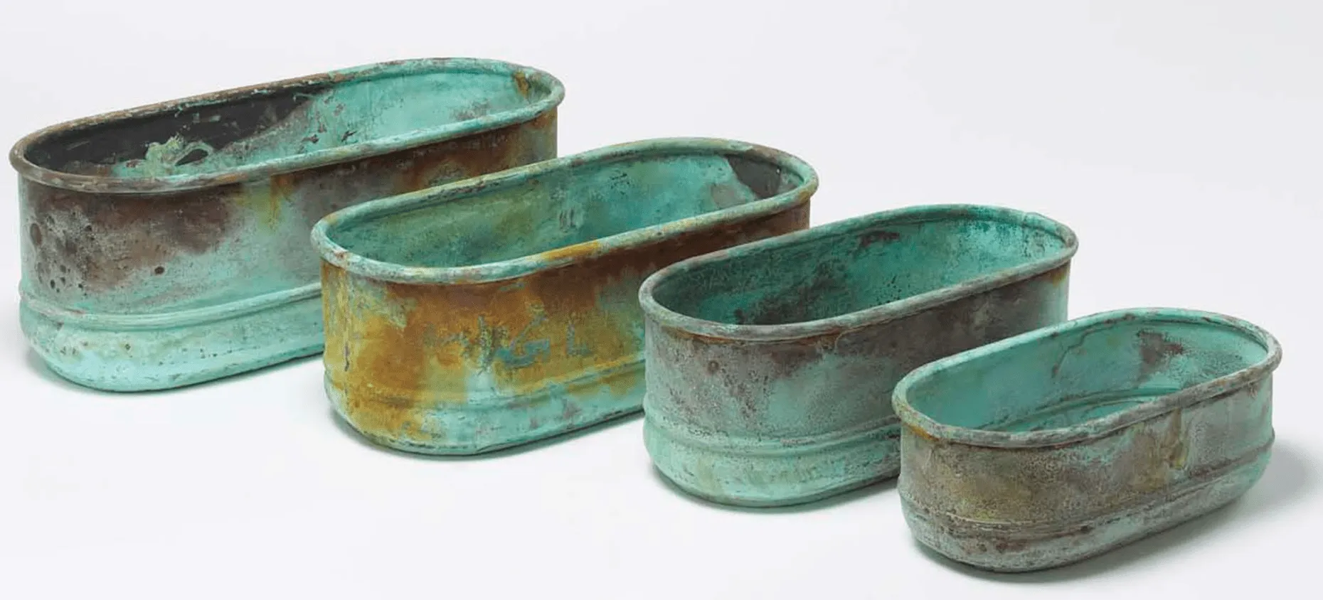 Verdigris Copper Planters - s/4
