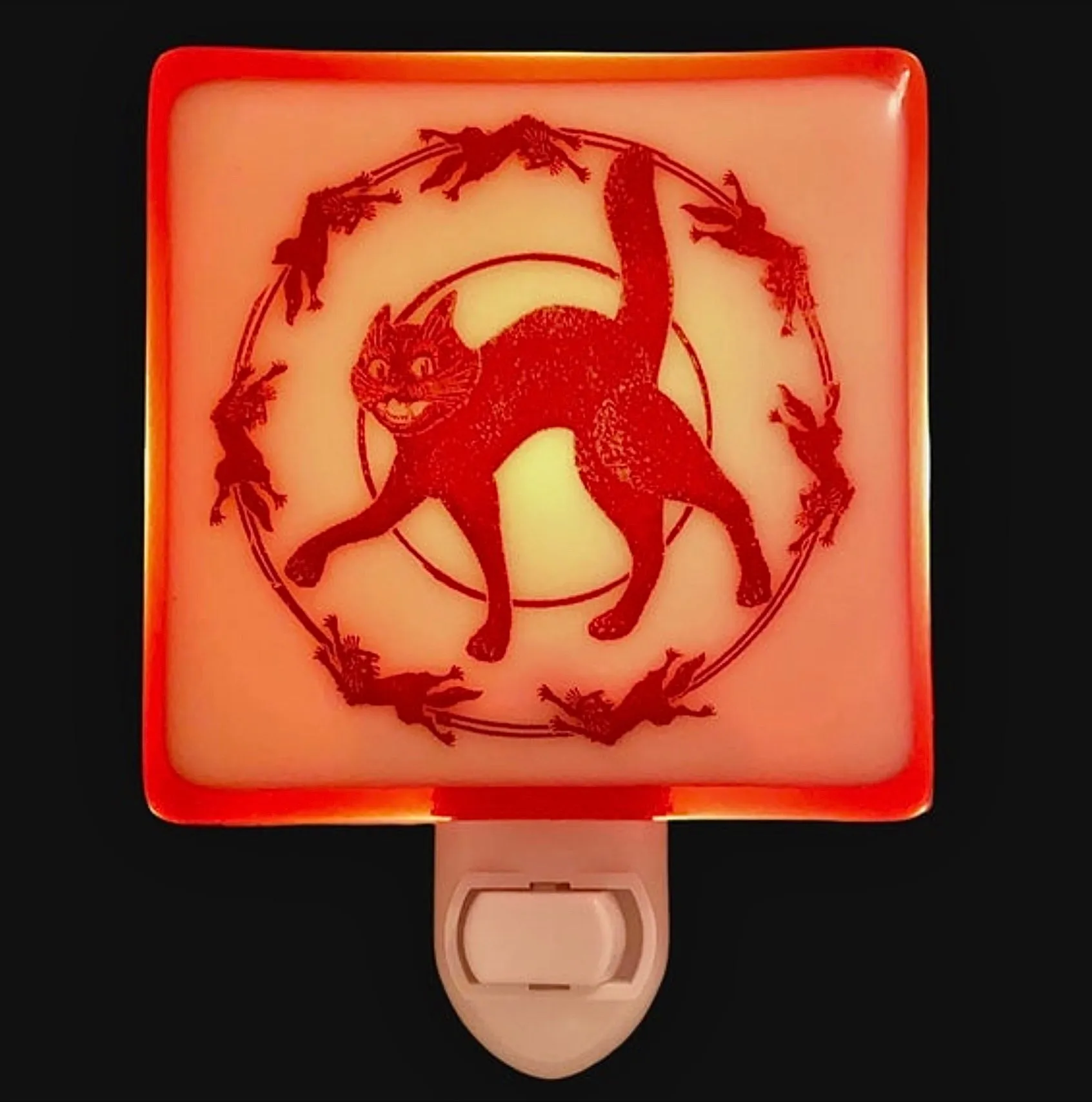 Vintage Halloween Cat Circle Night Light