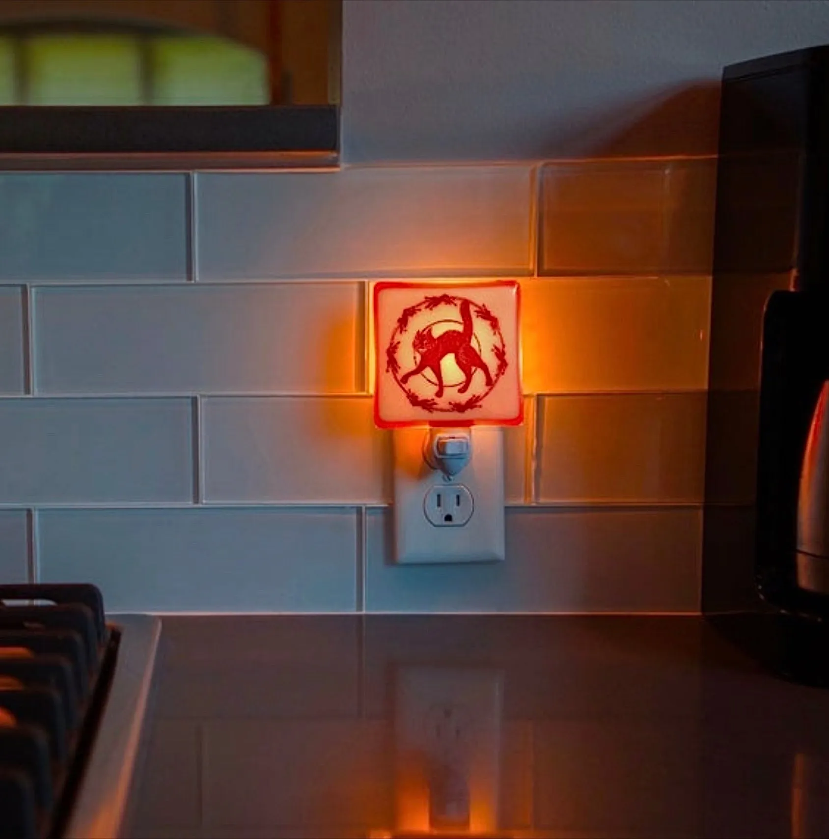 Vintage Halloween Cat Circle Night Light