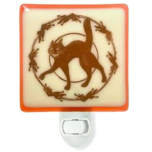 Vintage Halloween Cat Circle Night Light