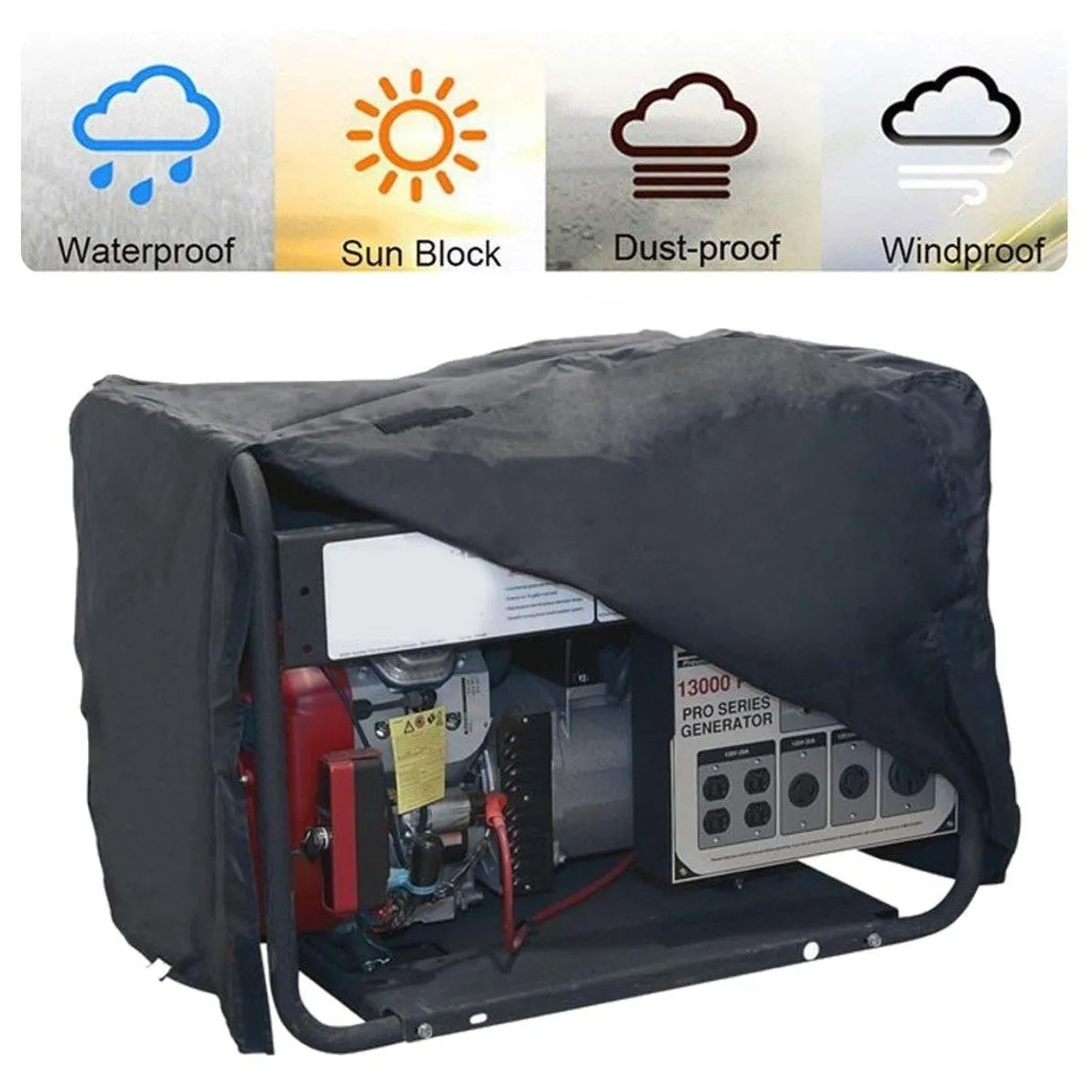 Waterproof Generator Cover - 66X51X51Cm - Black Oxford Cloth