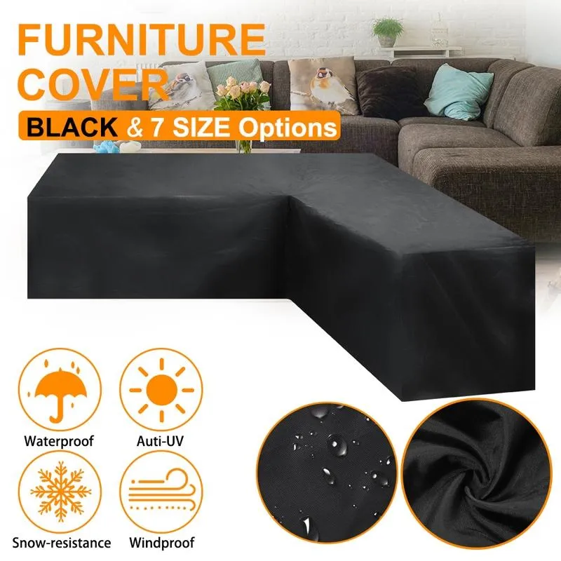 Waterproof Outdoor Corner Sofa Cover - 200X270X82Cm - Black