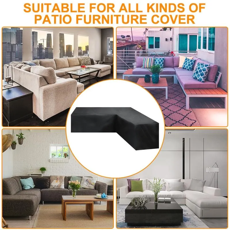 Waterproof Outdoor Corner Sofa Cover - 200X270X82Cm - Black