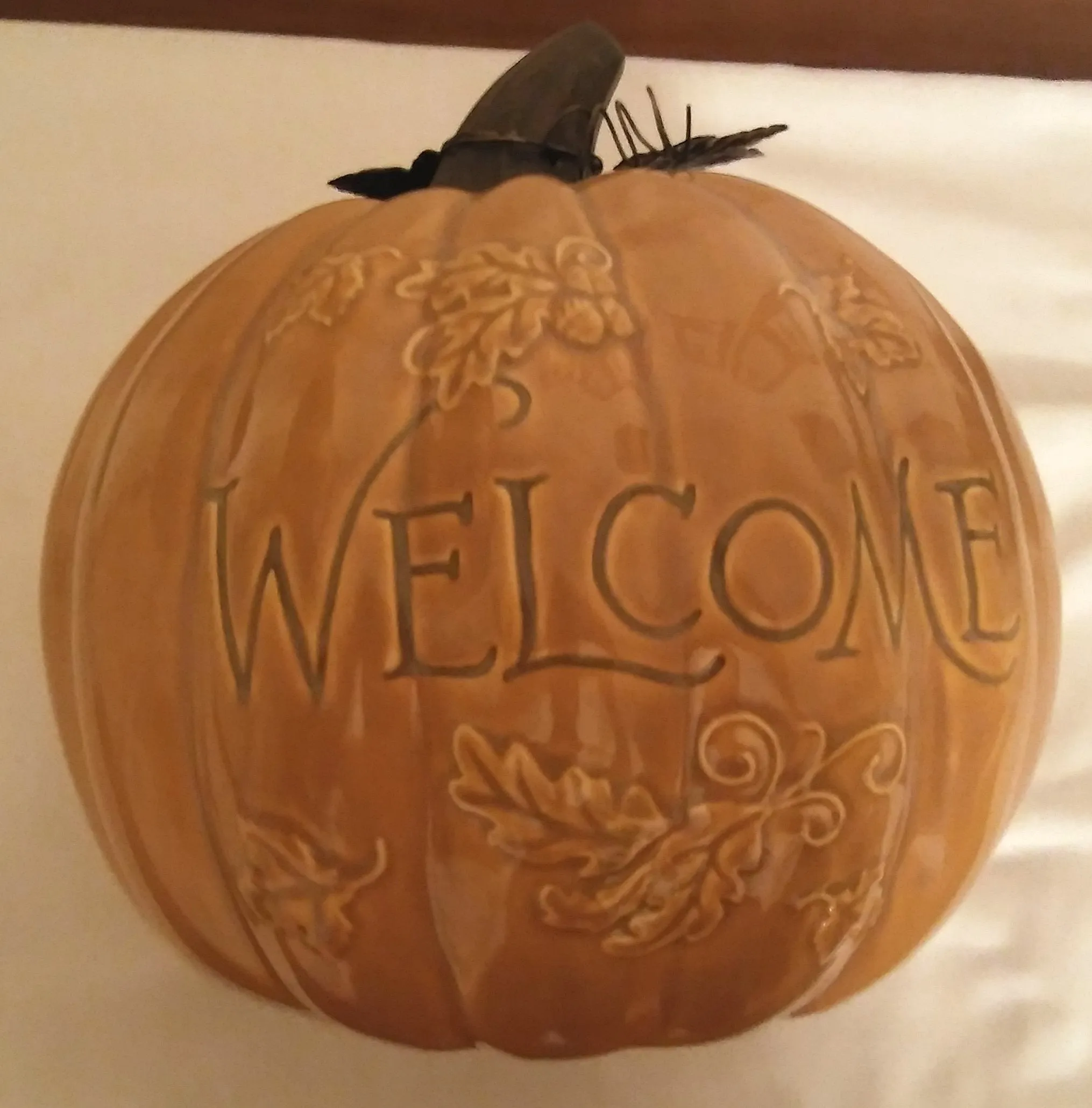 WELCOME CERAMIC PUMPKIN
