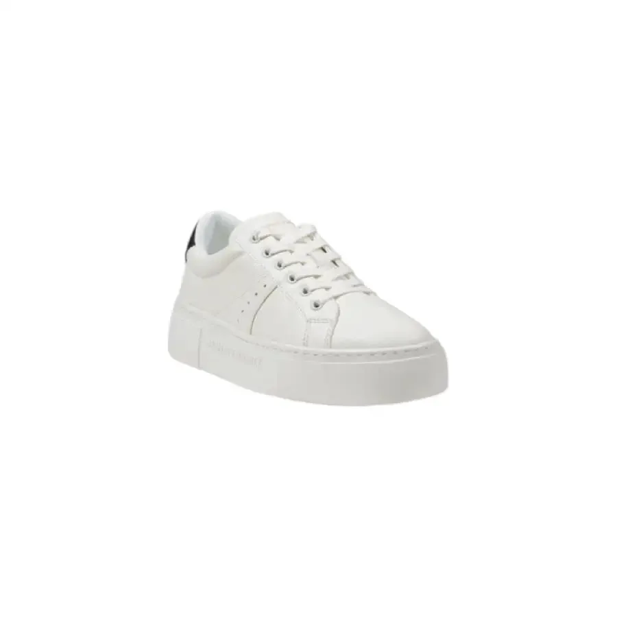 White Leather Sneakers with Black Heel Accent