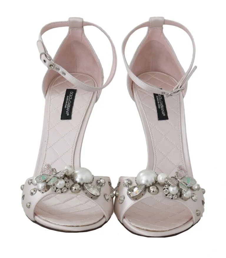 White Silk Crystal Butterfly Sandals