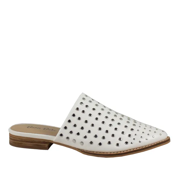 White Studded Mule