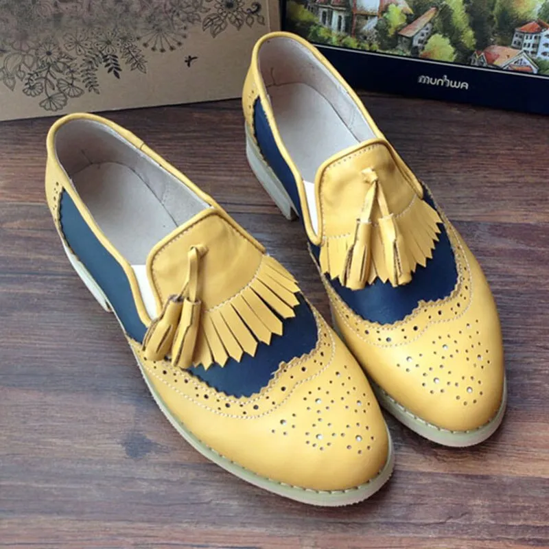 Women oxford Spring shoes genuine leather loafers