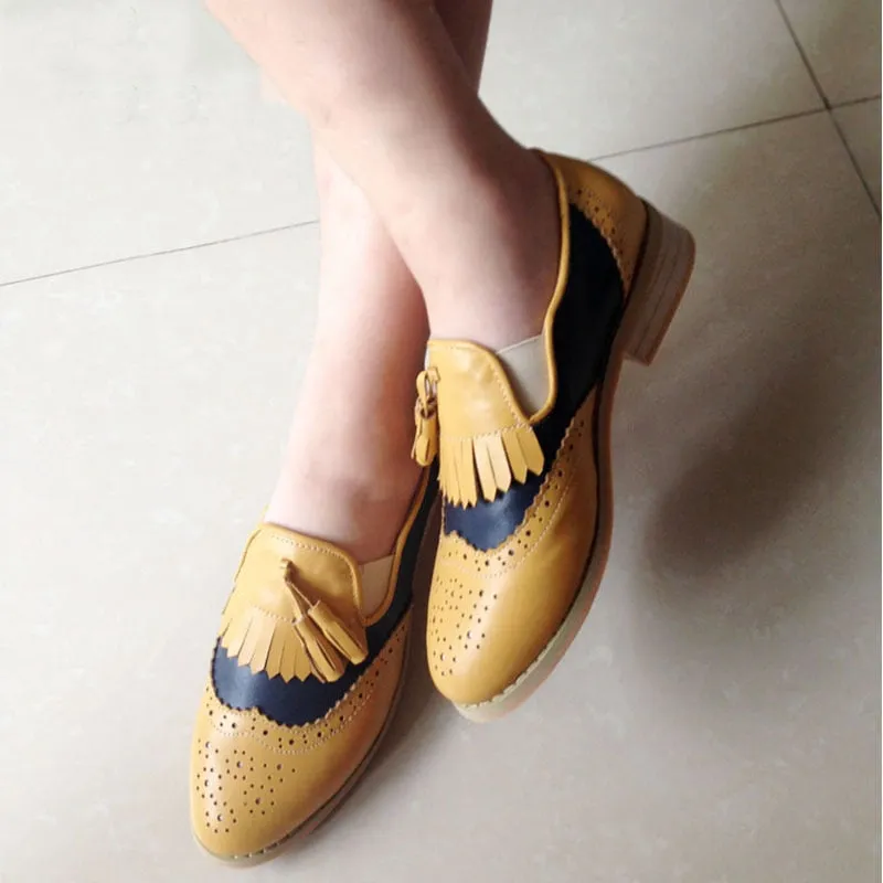 Women oxford Spring shoes genuine leather loafers