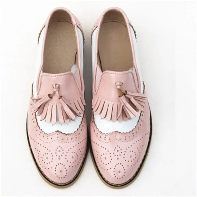 Women oxford Spring shoes genuine leather loafers