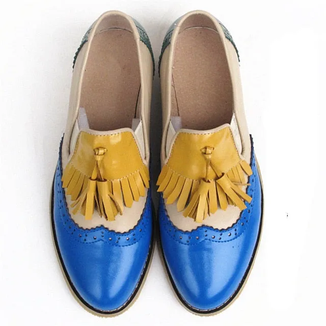 Women oxford Spring shoes genuine leather loafers