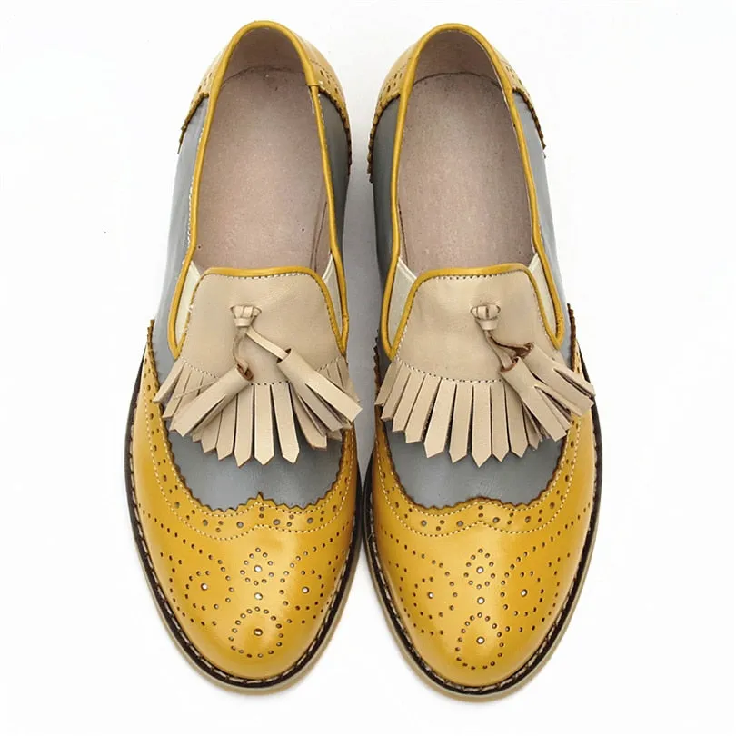 Women oxford Spring shoes genuine leather loafers