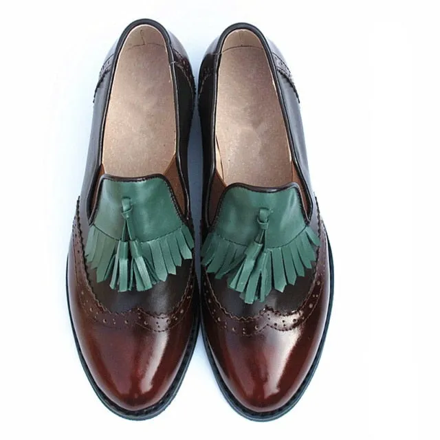 Women oxford Spring shoes genuine leather loafers