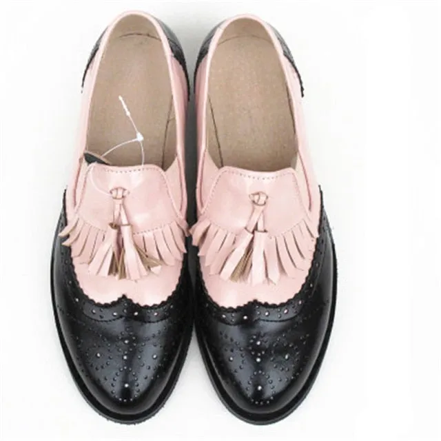 Women oxford Spring shoes genuine leather loafers