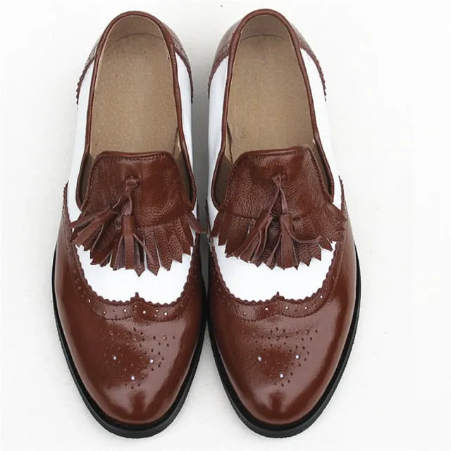 Women oxford Spring shoes genuine leather loafers