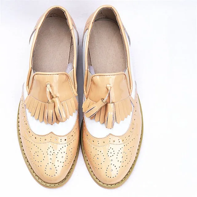 Women oxford Spring shoes genuine leather loafers