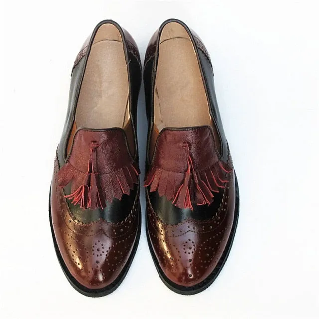 Women oxford Spring shoes genuine leather loafers