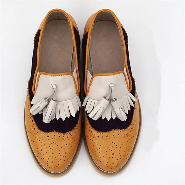 Women oxford Spring shoes genuine leather loafers