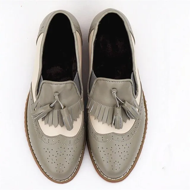 Women oxford Spring shoes genuine leather loafers