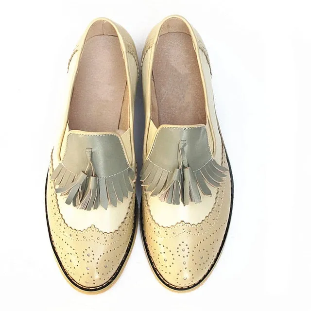 Women oxford Spring shoes genuine leather loafers