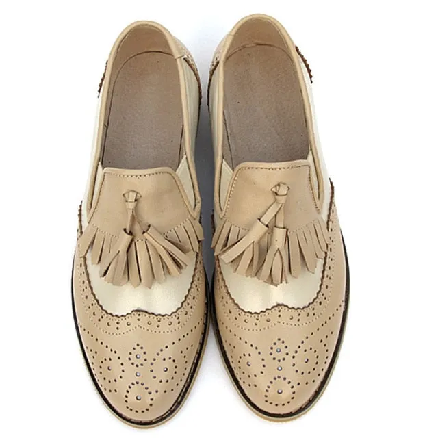 Women oxford Spring shoes genuine leather loafers