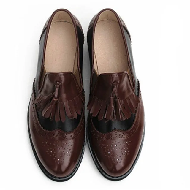 Women oxford Spring shoes genuine leather loafers