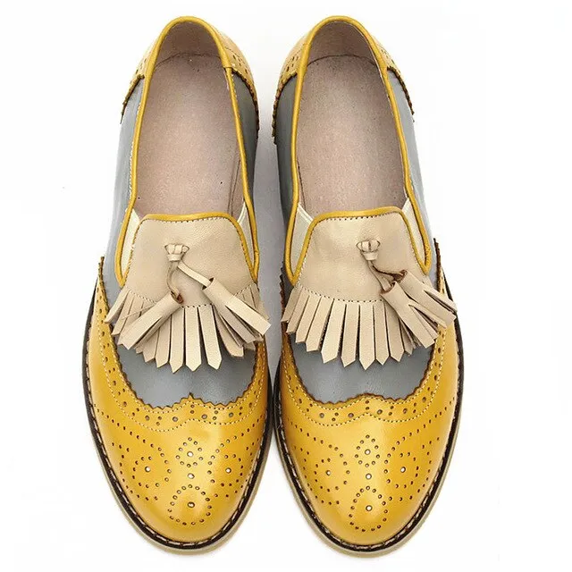Women oxford Spring shoes genuine leather loafers