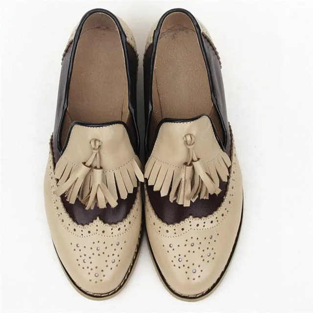 Women oxford Spring shoes genuine leather loafers