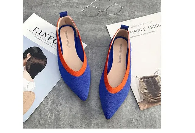 Women Soft Shoes Breathable Knit Pointed Shoes
