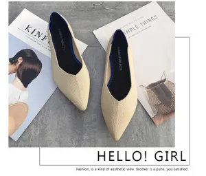 Women Soft Shoes Breathable Knit Pointed Shoes