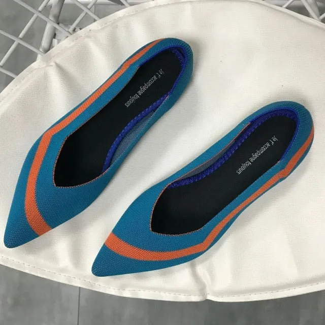 Women Soft Shoes Breathable Knit Pointed Shoes