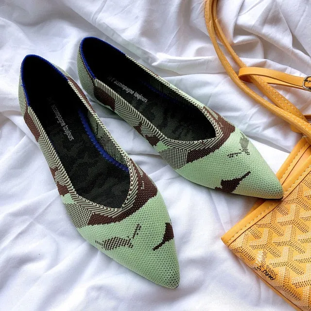 Women Soft Shoes Breathable Knit Pointed Shoes